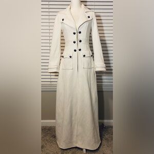 Bebe Winter White Double-Breasted Trench Coat